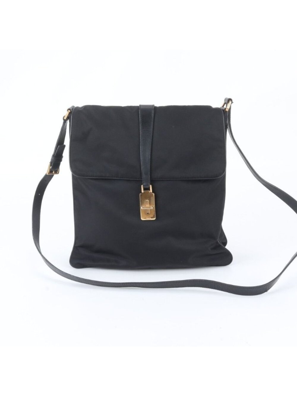 Prada Tessuto Nylon Leather Shoulder Bag Crossbody Black